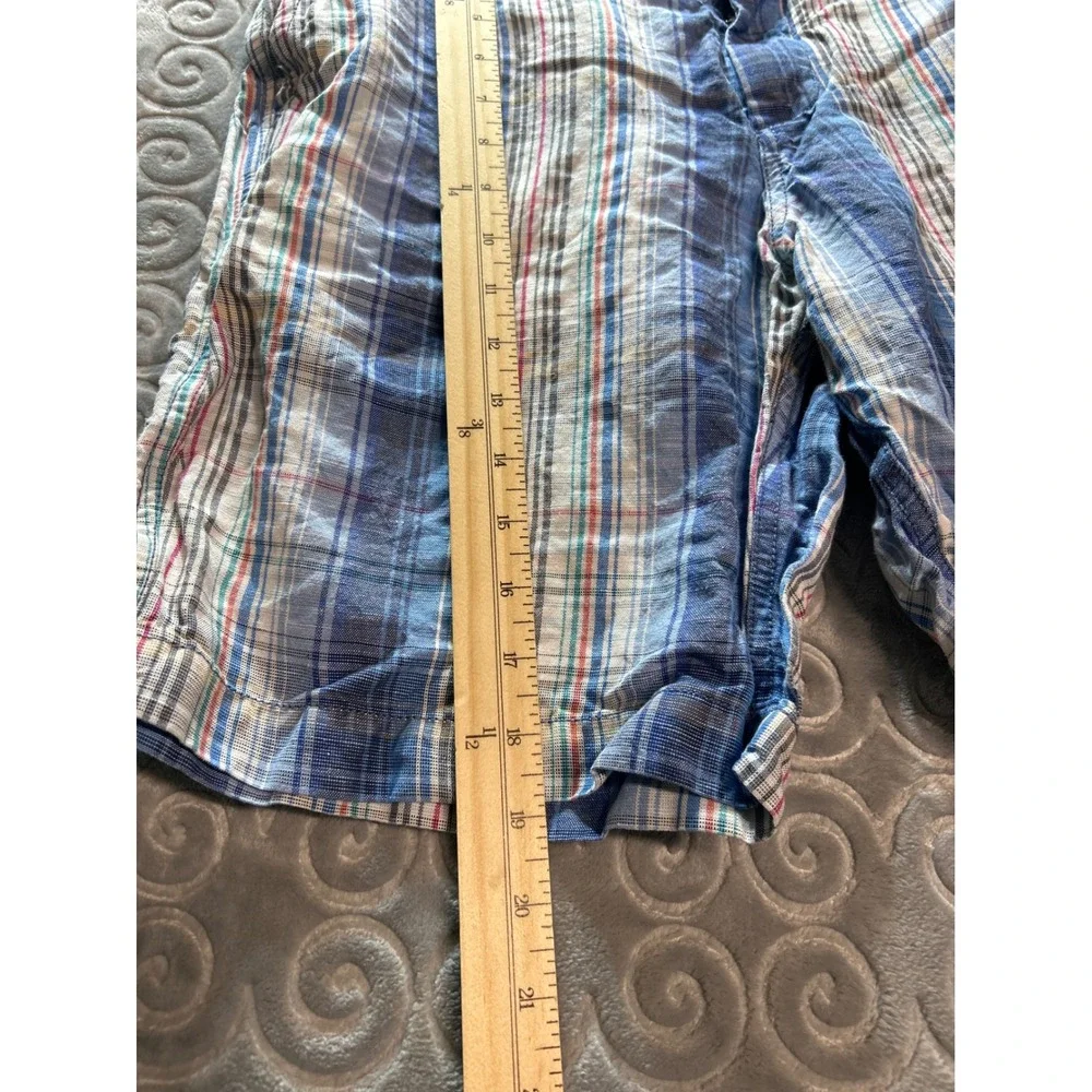 Tommy Bahama‎ Plaid Linen Blend Shorts Size 32 Blue Red White Casual